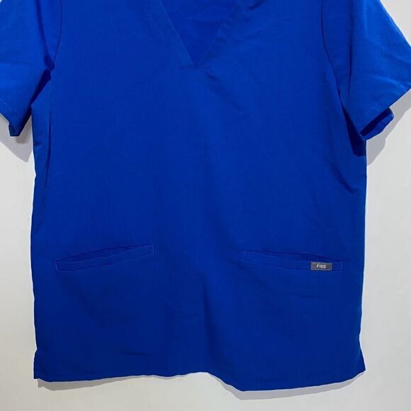FIGS Women's Blue V-Neck Short Sleeve Two Pockets Scrub Top Size Medium - Picture 3 of 11
